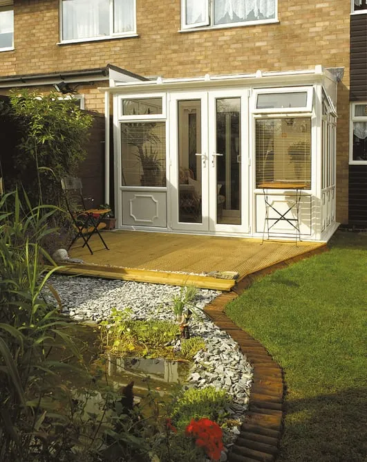 White upvc Lean-to Conservatory by Adam Window Centres, Tuckton